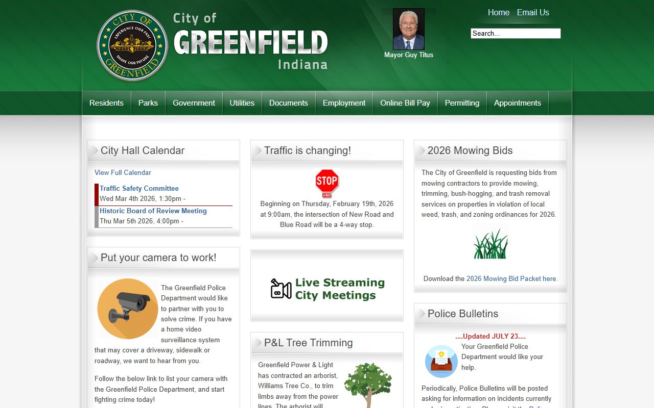 City of Greenfield Indiana website for Greenfield family court records