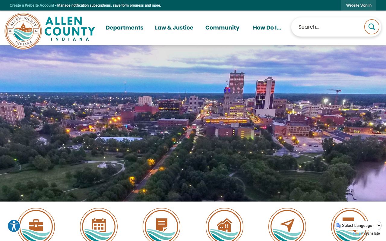 Allen County government homepage for Allen County family court records