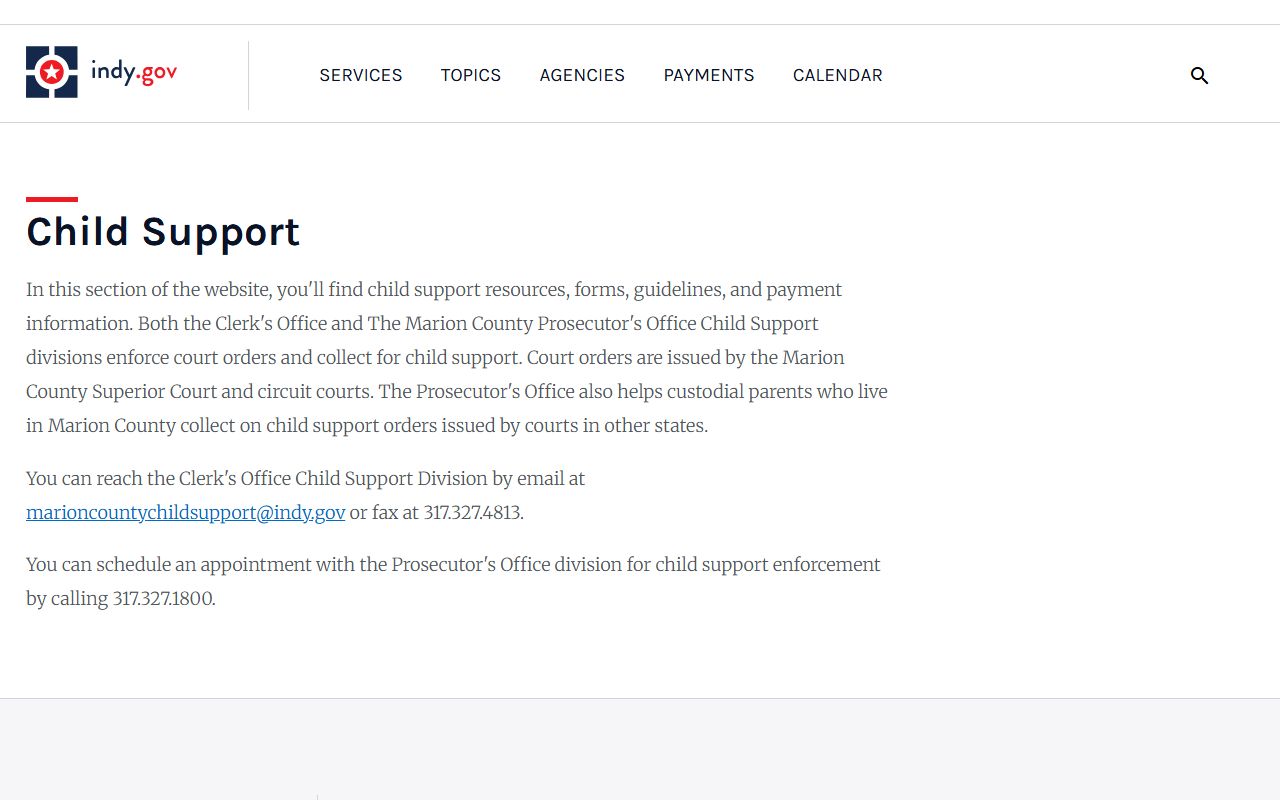 Marion County child support information for family court records