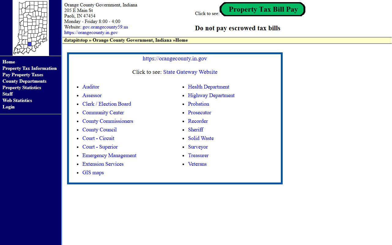 Orange County Indiana official government website for family court records